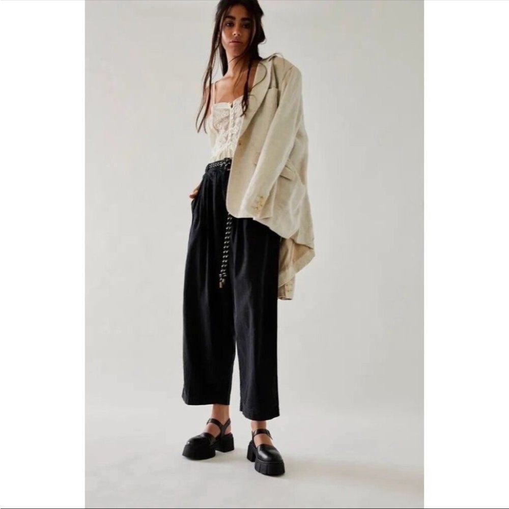 Free People Milan Mary Jane Black Leather Chunky Size 37.5 - Picture 2 of 7